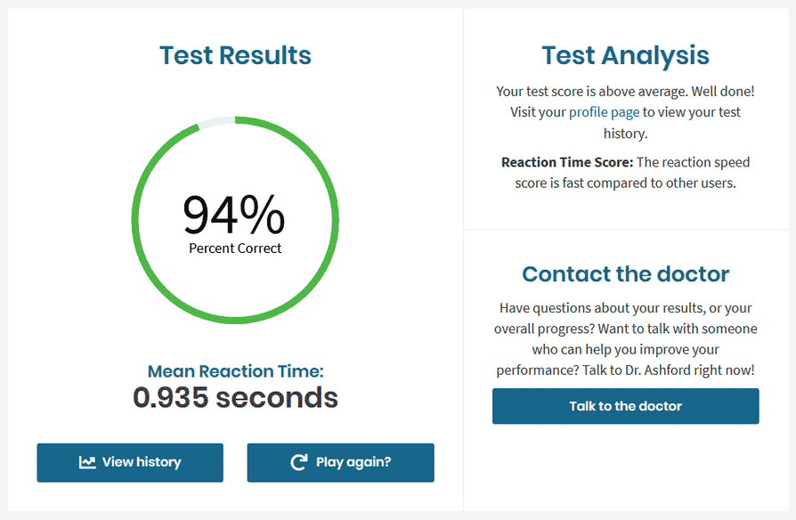 memory test results